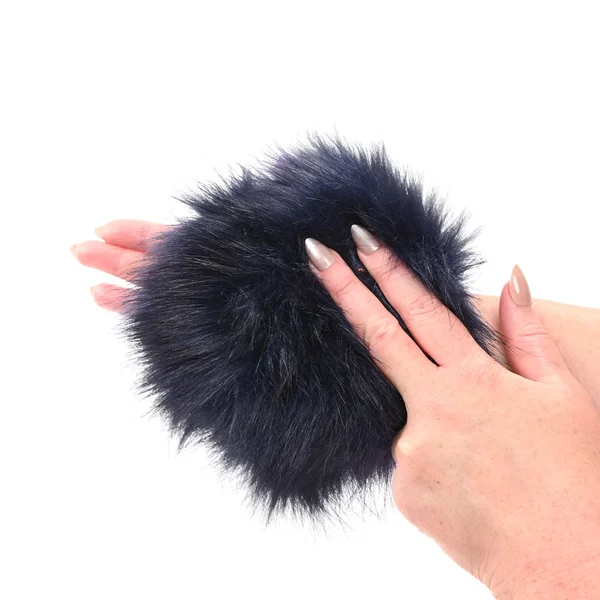 Sex & Mischief Cougar Spiked Sensory Glove - Navy Blue Furry Glove with Metal Spikes — image 8 of 12