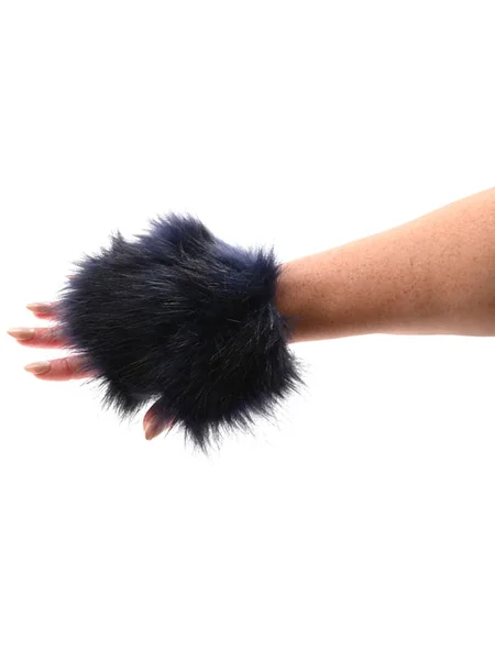 Sex & Mischief Cougar Spiked Sensory Glove - Navy Blue Furry Glove with Metal Spikes — image 10 of 12