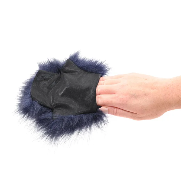 Sex & Mischief Cougar Spiked Sensory Glove - Navy Blue Furry Glove with Metal Spikes — image 5 of 12