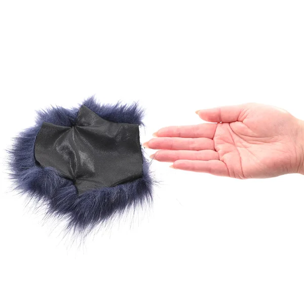 Sex & Mischief Cougar Spiked Sensory Glove - Navy Blue Furry Glove with Metal Spikes — image 4 of 12