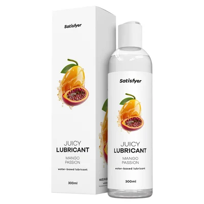 satisfyer juicy lubricant 300 ml mango passion mango passionfruit scented water based lubricant 300 ml bottle
