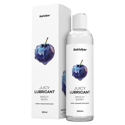 satisfyer juicy lubricant 300 ml breezy berry blueberry scented water based lubricant 300 ml bottle