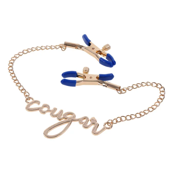 Sex & Mischief Cougar Nipple Clamps - Gold Nipple Clamps with 33 cm Chain — image 7 of 10