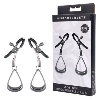 sportsheets velvet noir tuggable nipple clamps gunmetal adjustable nipple restraints