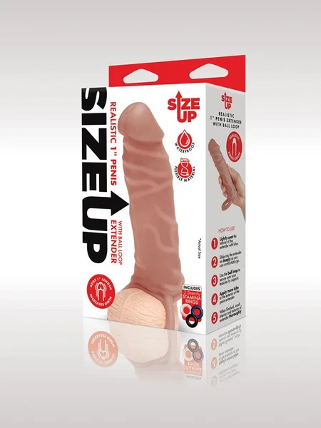 Size Up Realistic 1 Inch Penis Extender - Tan - Tan 2.5 cm (1'') Penis Extension Sleeve — image 9 of 9