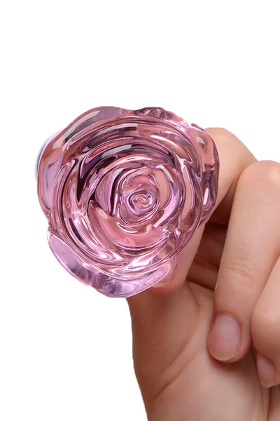 Booty Sparks Pink Rose 4.9" Glass Butt Plug | Small — image 4 of 4