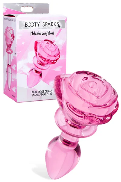 Booty Sparks Pink Rose 4.9" Glass Butt Plug | Small — image 5 of 12