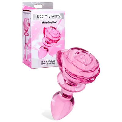 booty sparks pink rose 49 glass butt plug small