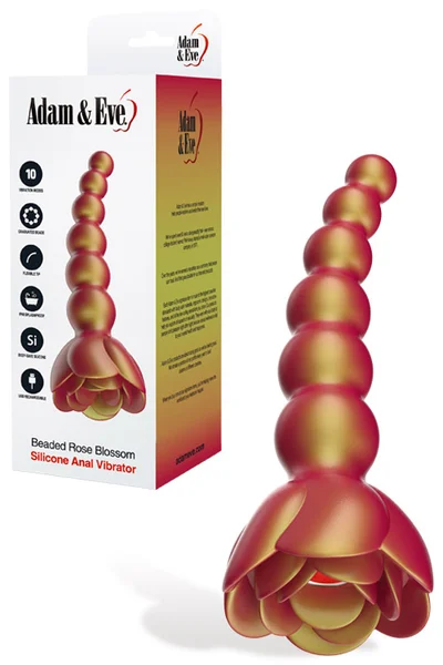 Adam and Eve Beaded Rose Bloom 8" Anal Vibrator — image 6 of 15