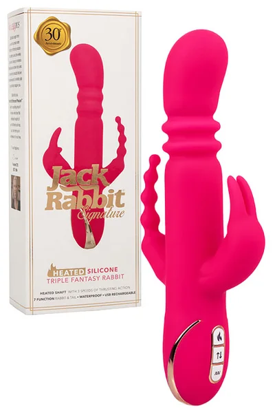 Calexotics Jack Rabbit Triple Fantasy 9.5" Heated Rabbit Vibrator — image 5 of 8