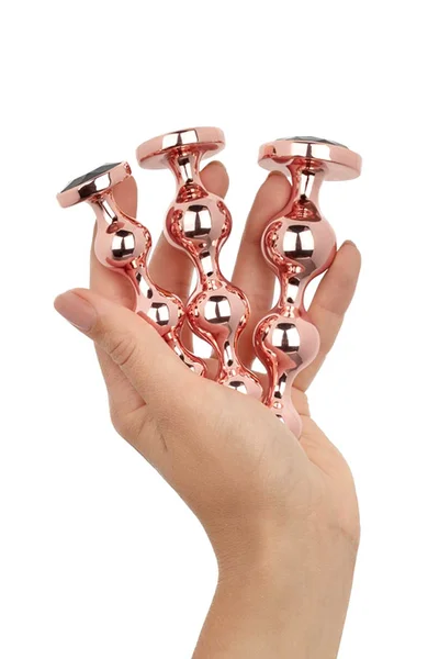 Rosy Gold Nouveau Metal 3pce Anal Bead Set — image 5 of 5
