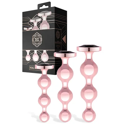 rosy gold nouveau metal 3pce anal bead set