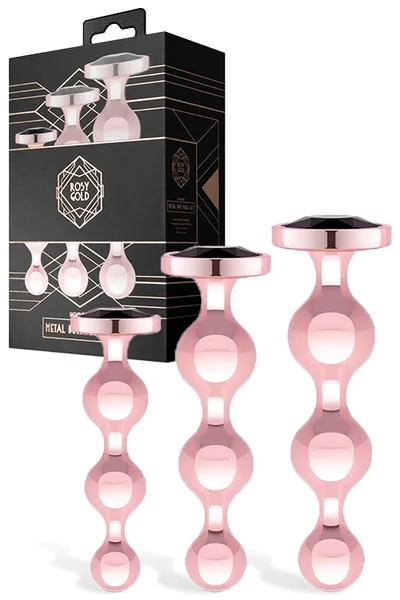 Rosy Gold Nouveau Metal 3pce Anal Bead Set — image 6 of 10