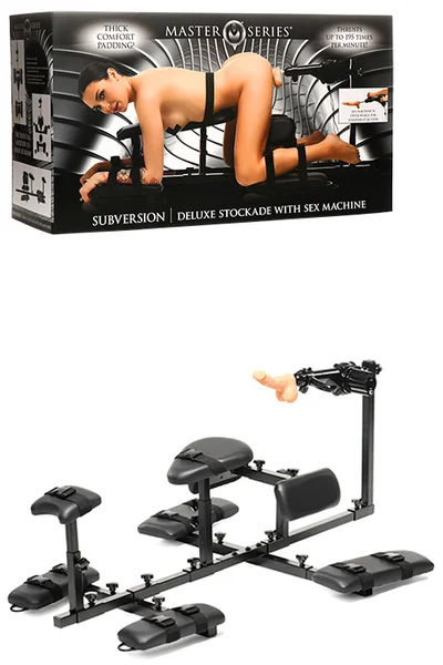 Master Series Subversion 55" Deluxe Adjustable Stockade with Sex Machine — image 9 of 12