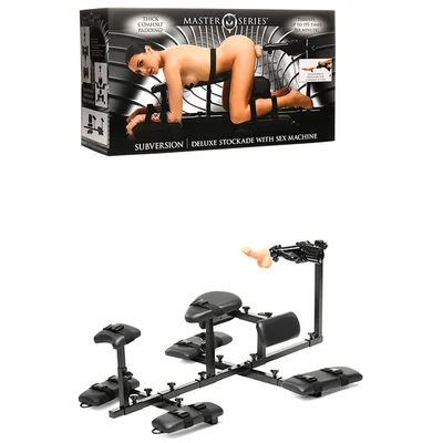 master series subversion 55 deluxe adjustable stockade with sex machine