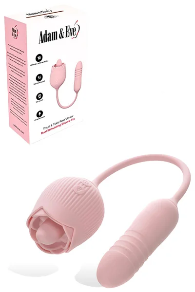 Adam and Eve Thrust and Tickle Rose 14.1" Flickering Clitoral Tickler and Thrusting Bullet — image 5 of 12