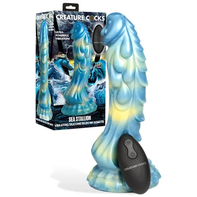 creature cocks sea stallion 83 vibrating silicone dildo with remote