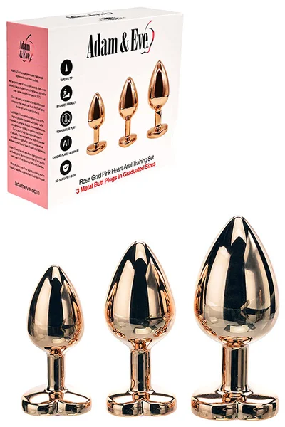 Adam and Eve Rose Gold Pink Heart 3 Piece Anal Training Set — image 13 of 18