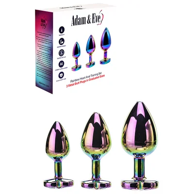 adam and eve rainbow heart 3 piece anal training set