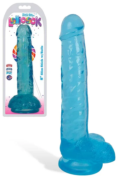 XR Brands Lollicocks 8" Slim Stick Dildo With Balls — image 4 of 6