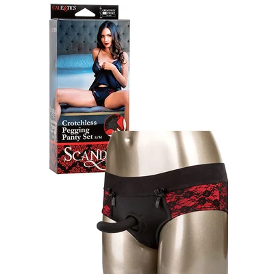 calexotics scandal crotchless pegging panty set with dildo
