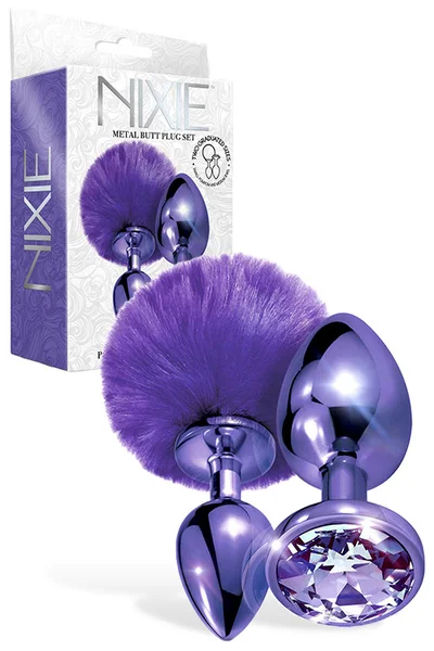 Global Novelties Nixie Jeweled Metal Pom Pom Two Piece Butt Plug Set — image 3 of 4