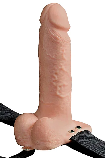 Pipedream 7" Hollow Vibrating Strap On Dildo with Balls — image 7 of 15