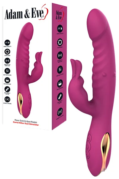 Adam and Eve Rose Gold Come Hither G-Spot 8.8" Rabbit Vibrator — image 2 of 2