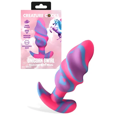 creature cocks unicorn swirl 45 silicone butt plug