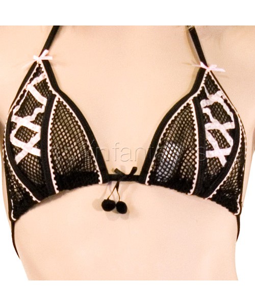 Criss cross fishnet bra set