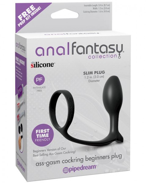Anal Fantasy Collection Ass-gasm Cockring Beginners Butt Plug - Black