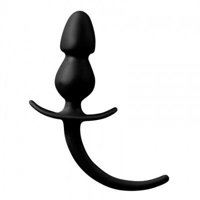 Shove Up 4 Inch Black Silicone Butt Plug with Tail