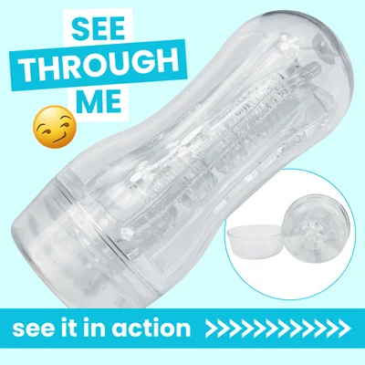 see through me clear sucking masturbator with pleasure nubs