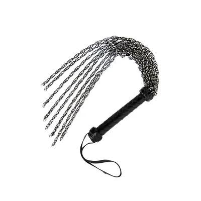 master series 20 gunmetal chain flogger with leather wrap handle