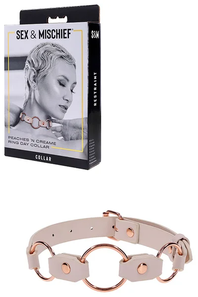 Sex & Mischief Peaches N Creame Ring Day Faux Leather Collar — image 4 of 4