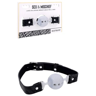sex mischief lace silicone breathable ball gag