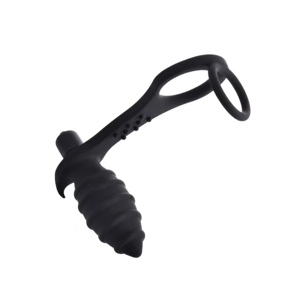 Rippled Vibrating Anal Plug with Cock Ring — image 4 of 6