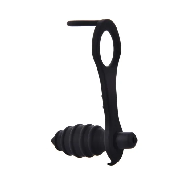 Rippled Vibrating Anal Plug with Cock Ring — image 3 of 6