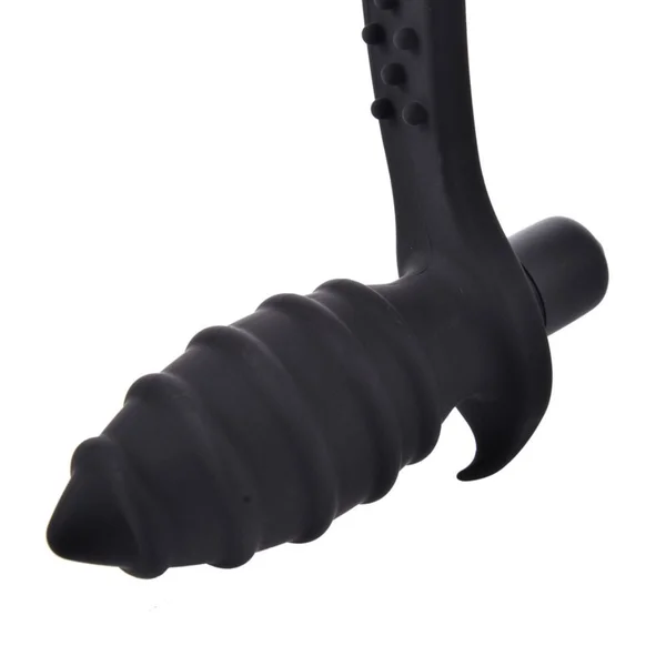 Rippled Vibrating Anal Plug with Cock Ring — image 6 of 6