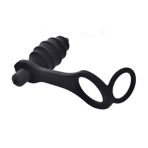 Rippled Vibrating Anal Plug with Cock Ring — image 5 of 6