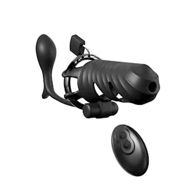fantasy c ringz remote controlled vibrating cock blocker with ass gasm plug