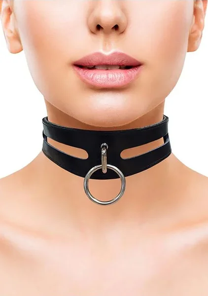 Leather Fashion Collar Black with O-Ring — image 3 of 3