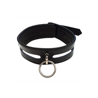 leather fashion collar black with o ring