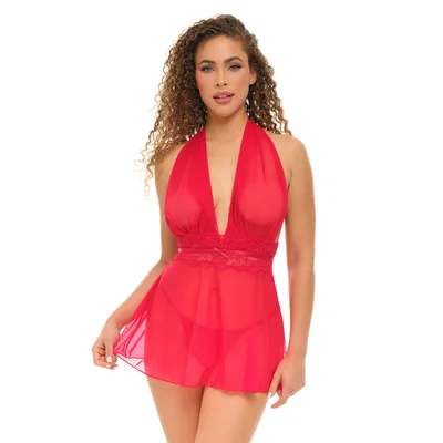 mesh plunge babydoll