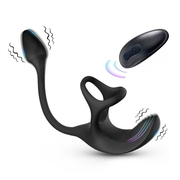 Triple Stimulating Vibrating Silicone Cock Ring with Remote - Penis, Scrotum, and Anal Vibes! — image 5 of 14