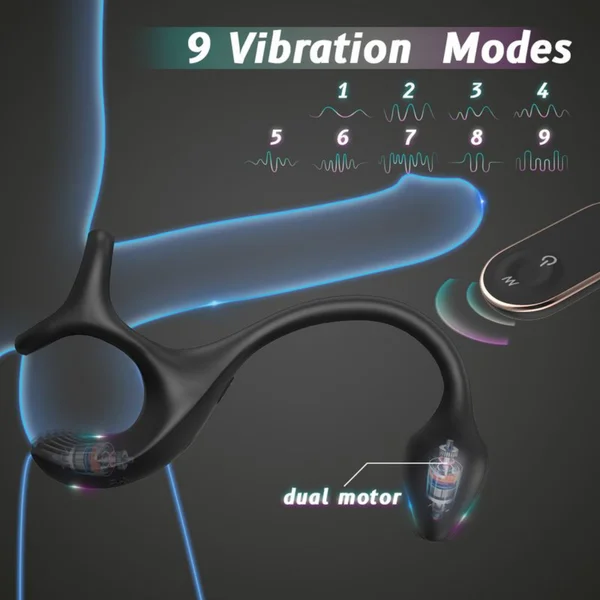 Triple Stimulating Vibrating Silicone Cock Ring with Remote - Penis, Scrotum, and Anal Vibes! — image 3 of 14