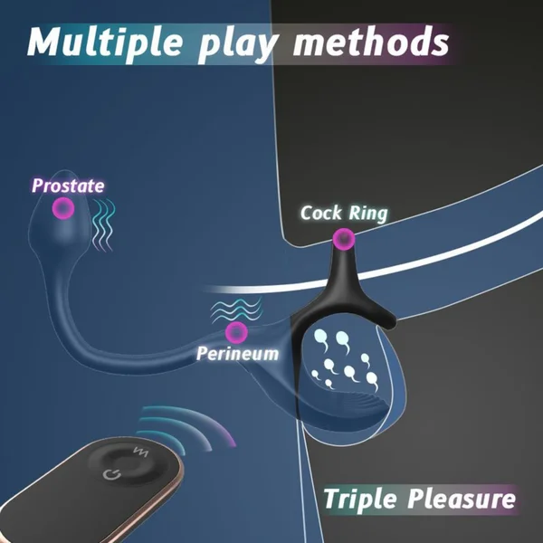 Triple Stimulating Vibrating Silicone Cock Ring with Remote - Penis, Scrotum, and Anal Vibes! — image 7 of 14