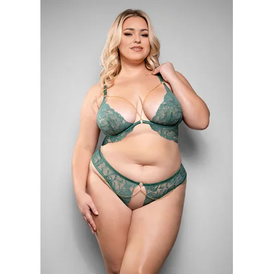 aerin chain detail bra and open panty plus size