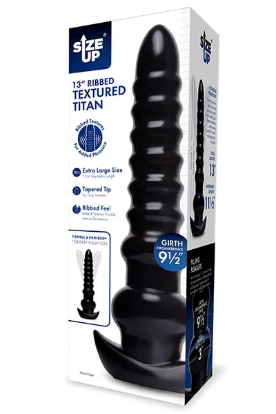 Size Up 13" Ribbed Textured Titan Butt Plug — image 5 of 15