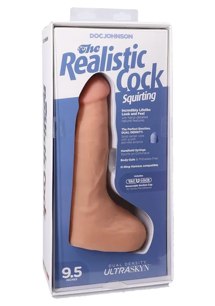 The Realistic Cock - Squirting Cock - With Removable Vac-U-Lock Suction Cup - ULTRASKYN - 9.5" (with Balls) — image 5 of 15